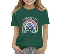 vaolkwsacz 100th Day of School Celebration for Girls and Boys Kids T Shirts Fun Colorful Numbers Toy Truck Football Basketball Shirt Spitze Mädchen, verde, 3-4 años