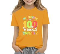 vaolkwsacz 100th Day of School Celebration for Girls and Boys Kids T Shirts Fun Colorful Numbers Toy Camiseta de Manga Larga Túnica, amarillo, 10-11Years