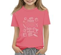 vaolkwsacz 100th Day of School Celebration for Girls and Boys Kids T Shirts Fun Colorful Numbers Toy Truck Football Basketball White Blusa Niñas 140, Rosa intenso., 12-13 años