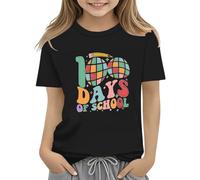 vaolkwsacz 100th Day of School Celebration for Girls and Boys Kids T Shirts Fun Colorful Numbers Toy Truck Football Basketball Blanko T Shirt, Negro , 4-5 años