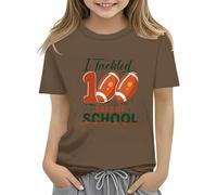 vaolkwsacz 100th Day of School Celebration for Girls and Boys Kids T Shirts Fun Colorful Numbers Toy T Shirt für Mädchen Bauchfrei, café, 4-5 años