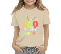 vaolkwsacz 100th Day of School Celebration for Girls and Boys Kids T Shirts Fun Colorful Numbers Toy Camiseta de Manga Larga Túnica, beige, 10-11Years