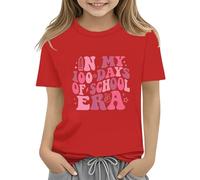 vaolkwsacz 100th Day of School Celebration for Girls and Boys Kids T Shirts Fun Colorful Numbers Toy Mädchen Shirt Set, rojo, 10-11Years