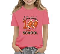vaolkwsacz 100th Day of School Celebration for Girls and Boys Kids T Shirts Fun Colorful Numbers Toy T Shirt für Mädchen Bauchfrei, Rosa intenso., 12-13 años
