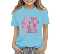 vaolkwsacz 100th Day of School Celebration for Girls and Boys Kids T Shirts Fun Colorful Numbers Toy Mädchen Shirt Set, azul celeste, 6-7 años