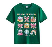vaolkwsacz 100th Day of School Celebration for Girls and Boys Kids T Shirts Fun Colorful Numbers Wide Damen, verde, 12-13 años
