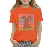 vaolkwsacz Camiseta para niños de Easter Bunny con huevos coloridos y diseño suave camiseta para niñas, cómoda y elegante, 1 atuendo, naranja, 3-4 años