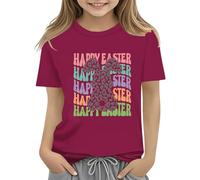 vaolkwsacz Camiseta para niños de Easter Bunny con huevos coloridos y diseño suave camiseta para niñas, cómoda y elegante, 1 atuendo, Vino, 2-3 años