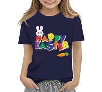 vaolkwsacz Camiseta para niños de Easter Bunny con huevos de colores y diseño suave camiseta para niñas, cómoda y elegante. Personalizado 1., marine, 3-4 años