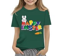 vaolkwsacz Camiseta para niños de Easter Bunny con huevos de colores y diseño suave camiseta para niñas, cómoda y elegante. Personalizado 1., verde, 3-4 años