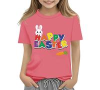 vaolkwsacz Camiseta para niños de Easter Bunny con huevos de colores y diseño suave camiseta para niñas, cómoda y elegante. Personalizado 1., Rosa., 2-3 años