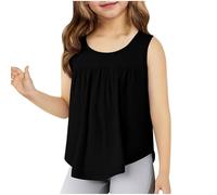vaolkwsacz Chicas Chalecos Cuello Redondo Tops Chaleco Para Niño Sin Mangas Fruncido Tank Chalecos 2025 Personalizado Body 1, Negro , 11-12 años