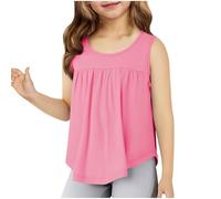 vaolkwsacz Chicas Chalecos Cuello Redondo Tops Chaleco Para Niño Sin Mangas Fruncido Tank Chalecos 2025 Personalizado Body 1, Rosa., 4-5 años