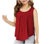 vaolkwsacz Chicas Chalecos Cuello Redondo Tops Chaleco Para Niño Sin Mangas Fruncido Tank Chalecos 2025 Personalizado Body 1, rojo, 9-10 años