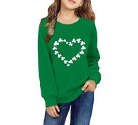 vaolkwsacz Children Kids Daily Printed Outfits Sudadera Casual Manga Larga O Cuello Tops Niñas Jersey Suave, Blanco, 9-10 años
