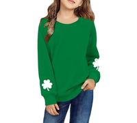vaolkwsacz Children Kids Daily Printed Trajes Sudadera Casual Manga Larga O Cuello Tops Suéter Niñas Con Perlas, plata, 5-6 años