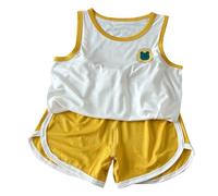 vaolkwsacz Conjunto de camiseta sin mangas y pantalones cortos para bebé, ropa de verano para bebé, 2 unidades, atuendo informal, 1 año, amarillo, 90 80cm-90cm