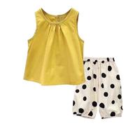 vaolkwsacz Conjunto de falda y pantalón para niña, chaleco de bebé, falda recta, sin mangas, conjunto casual para bebé, amarillo, 12-18 meses