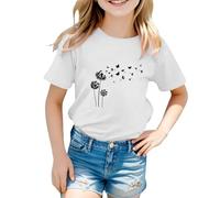 vaolkwsacz Kids Children Daily Casual Cute Printed Short Sleeve O Neck T Shirt Tops Baby Pullover Name, Blanco, 11-12 años