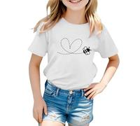 vaolkwsacz Kids Children Daily Casual Cute Printed Short Sleeve O Neck T Shirt Tops Blue Damen, Blanco, 4-5 años