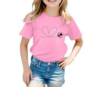 vaolkwsacz Kids Children Daily Casual Cute Printed Short Sleeve O Neck T Shirt Tops Blue Damen, Rosa., 8-9 años