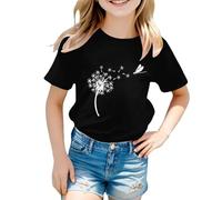 vaolkwsacz Kids Children Daily Casual Cute Printed Short Sleeve O Neck T Shirt Tops Camisa Amarillo, Negro , 11-12 años