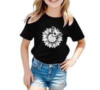 vaolkwsacz Kids Children Daily Casual Cute Printed Short Sleeve O Neck T Shirt Tops Hoodie Jacket Niñas, Negro , 5-6 años