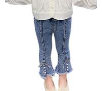vaolkwsacz Pantalones de mezclilla de cintura elástica para niños pequeños, pantalones de jogger para unisex y niñas, pantalones rectos ropa para niñas, azul oscuro, 5-6 años