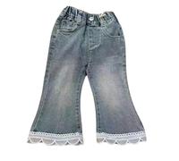 vaolkwsacz Pantalones de mezclilla de cintura elástica para niños pequeños, pantalones de jogger para unisex y niñas, pantalones rectos ropa para niñas, marine, 5-6 años