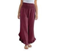 vaolkwsacz Pantalones Palazzo para Niñas de Pierna Ancha, Cintura Alta, Pantalones Casuales Fluidos, Ropa Suelta para Playa, Viajes y Vacaciones Leggings Niñas Amarillo, Vino, 6-7 años