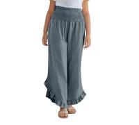 vaolkwsacz Pantalones Palazzo para Niñas de Pierna Ancha, Cintura Alta, Pantalones Casuales Fluidos, Ropa Suelta para Playa, Viajes y Vacaciones Leggings Niñas Amarillo, azul, 12-13 años