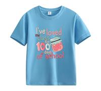 vaolkwsacz Spring and Autumn New Fashionable Cute Print Comfortable Version of The Girls Printed T Shirt 2 in 1 Blusa Mujer, azul celeste, 12-13 años