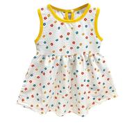 vaolkwsacz Vestido de algodón para niña, sin mangas, informal, para el que se vea lindo, estampado de tul, amarillo, 6-12 meses