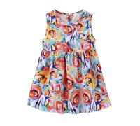 vaolkwsacz Vestido sin mangas para niña, informal, manga corta, vestido de flores, rojo, 5-6 años