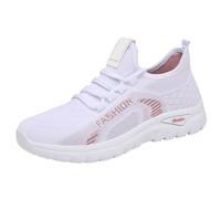 vaolkwsacz Zapatillas de correr ligeras para mujer, transpirables, sin cordones, zapatillas de deporte, zapatillas de deporte, tallas grandes, suela suave, zapatillas huecas, zapatos planos