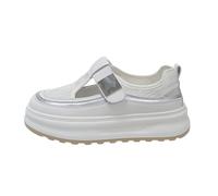 vaolkwsacz Zapatillas de verano ligeras con plataforma hueca, elevación, plantilla para el tiempo libre, transpirables, para caminar, zapatos para exteriores, elegantes zapatos de salud, Blanco, 35 EU