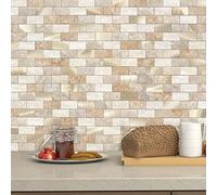 VAOVI Azulejos autoadhesivos 3D para paredes, azulejos de cocina, paneles de pared para baño, mosaico de ladrillo impermeable (5 azulejos, marrón)