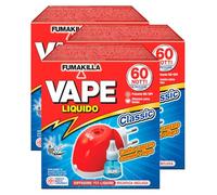 Vape - Difusor eléctrico con carga líquida Classic 60 noches insecticida mosquitos comunes tigre y moscas Presidio médico quirúrgico - 3 paquetes