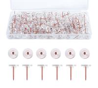 VAPKER 200 chinchetas planas transparentes transparentes con cabeza de plástico estándar y punta de acero de oro rosa para tablero de corcho, mapas, colgar en la pared, hogar, oficina, escuela,