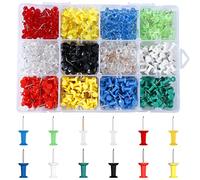 VAPKER 720 pines de empuje de cabeza de plástico con punta de acero, 12 colores surtidos, tachuelas estándar para tablón de anuncios, escuela y hogar