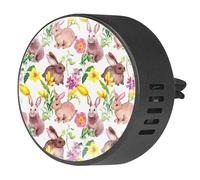 VAPOKF 2 clips de ventilación para coche, ambientador con adorable conejo en impresiones de flores de primavera, difusor de aceite esencial de aromaterapia