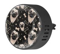 VAPOKF 2 clips de ventilación para coche, ambientador con carlino en gafas negras con impresiones de huesos, difusor de aceites esenciales de aromaterapia