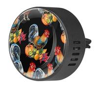 VAPOKF 2 clips de ventilación para coche, ambientador con coloridos estampados de calabaza, cosecha de granja de gallo, difusor de aceite esencial de aromaterapia
