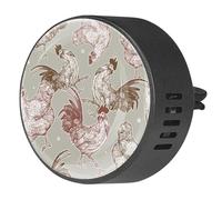 VAPOKF 2 clips de ventilación para coche, ambientador con dibujos a mano de gallo y gallinas, difusor de aceite esencial de aromaterapia