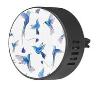VAPOKF 2 clips de ventilación para coche, ambientador con estampado de colibrí azul acuarela, difusor de aceite esencial de aromaterapia