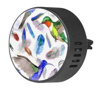 VAPOKF 2 clips de ventilación para coche, ambientador con estampado de colibrí y plumas, difusor de aceites esenciales de aromaterapia