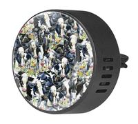 VAPOKF 2 clips de ventilación para coche, ambientador con estampado de vaca de granja en el campo de flores, difusor de aceite esencial de aromaterapia