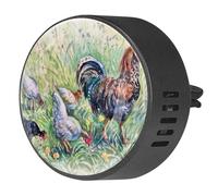 VAPOKF 2 clips de ventilación para coche, ambientador con gallo y gallinas en impresiones de pintura de patio, difusor de aceite esencial de aromaterapia