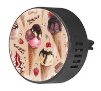 VAPOKF 2 clips de ventilación para coche, ambientador con helado de chocolate con impresiones de frutas, difusor de aceites esenciales de aromaterapia