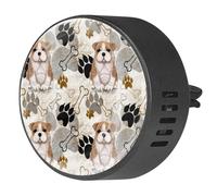VAPOKF 2 clips de ventilación para coche, ambientador con huellas de perro carlino y huesos, difusor de aceite esencial de aromaterapia